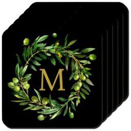 Thumbnail for Photo Coasters, Set Of 6 with Monogram Leaves design 1