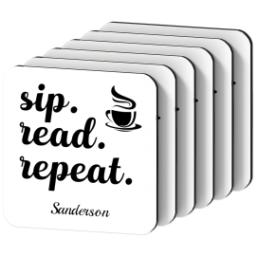 Thumbnail for Photo Coasters, Set Of 6 with Sip, Read, Repeat design 2