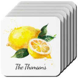Thumbnail for Photo Coasters, Set Of 6 with Watercolor Lemon design 1