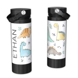 Thumbnail for Custom Stainless Steel Water Bottle - Black with Dino Den design 1