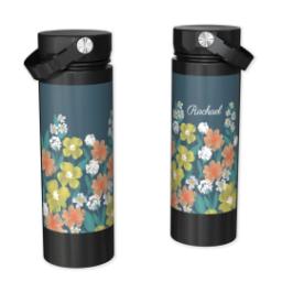 Thumbnail for Custom Stainless Steel Water Bottle - Black with Field of Flowers design 1