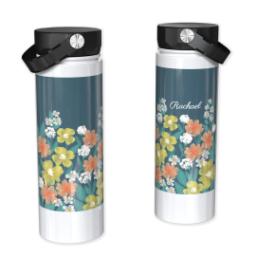 Thumbnail for Custom Stainless Steel Water Bottle - White with Field of Flowers design 1