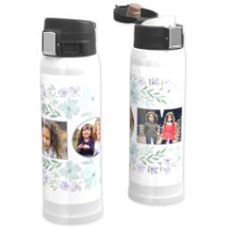 Thumbnail for Custom Water Bottle with Flip Top Lid with Floral Border Mom design 1