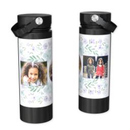 Thumbnail for Custom Stainless Steel Water Bottle - Black with Floral Border Mom design 1