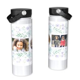 Thumbnail for Custom Stainless Steel Water Bottle - White with Floral Border Mom design 1