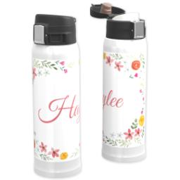 Thumbnail for Custom Water Bottle with Flip Top Lid with Flower Frame design 1