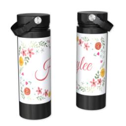 Thumbnail for Custom Stainless Steel Water Bottle - Black with Flower Frame design 1