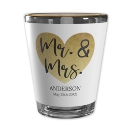 Shot Glass With Gold Rim with Forever Mr.and Mrs. design