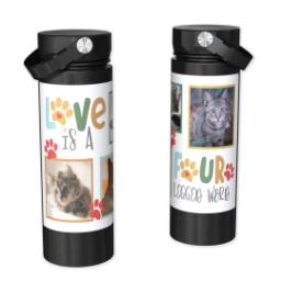 Thumbnail for Custom Stainless Steel Water Bottle - Black with Four Legged Love design 1