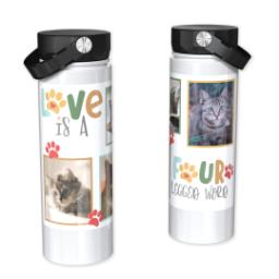 Thumbnail for Custom Stainless Steel Water Bottle - White with Four Legged Love design 1