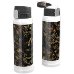 Thumbnail for Custom Water Bottle with Flip Top Lid with Gilded Foliage Monogram design 1