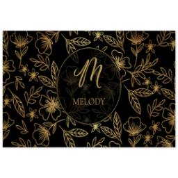 Thumbnail for Custom Stainless Steel Water Bottle - Black with Gilded Foliage Monogram design 2