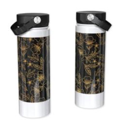 Thumbnail for Custom Stainless Steel Water Bottle - White with Gilded Foliage Monogram design 1