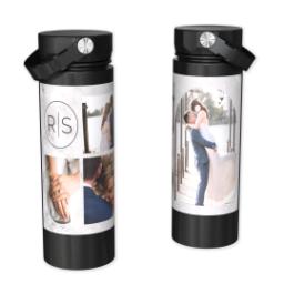 Thumbnail for Custom Stainless Steel Water Bottle - Black with Marbled Monogram design 1