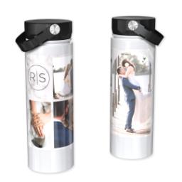 Thumbnail for Custom Stainless Steel Water Bottle - White with Marbled Monogram design 1