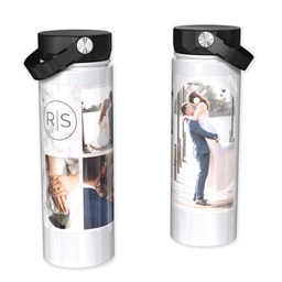 Stainless Steel Water Bottle - White with Marbled Monogram design