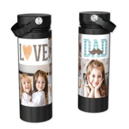 Thumbnail for Custom Stainless Steel Water Bottle - Black with Moustache Dad design 1