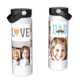 Thumbnail for Custom Stainless Steel Water Bottle - White with Moustache Dad design 1