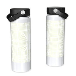 Stainless Steel Water Bottle - White with Patterned Monogram design