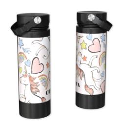 Thumbnail for Custom Stainless Steel Water Bottle - Black with Rainbow Unicorn design 1