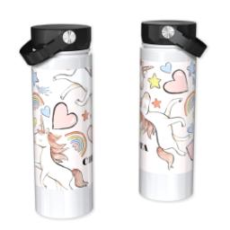 Thumbnail for Custom Stainless Steel Water Bottle - White with Rainbow Unicorn design 1