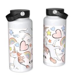 Thumbnail for 32oz Photo Water Bottles with Rainbow Unicorn design 1