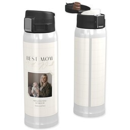 Water Bottle with Flip Top Lid with Love of Our Lives Mom design