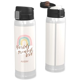 Water Bottle with Flip Top Lid with Over the Rainbow design