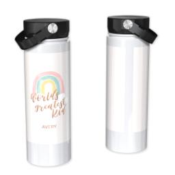 Thumbnail for Custom Stainless Steel Water Bottle - White with Over the Rainbow design 1