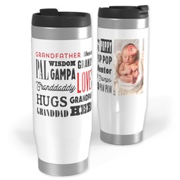 14oz Personalized Travel Tumbler with Grandpa Word Collage design