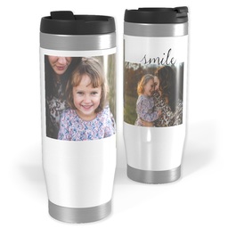 14oz Personalized Travel Tumbler with Let Me See You Smile design
