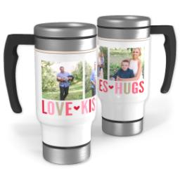 Thumbnail for Stainless Steel Photo Travel Mug, 14oz with Love Kisses Hugs design 1