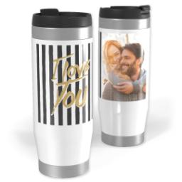 Thumbnail for 14oz Personalized Travel Tumbler with Love Stripes design 1