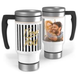 Thumbnail for Stainless Steel Photo Travel Mug, 14oz with Love Stripes design 1