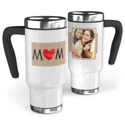 14oz Stainless Steel Travel Photo Mug with Mom Ribbon design