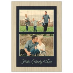 5x7 Wood Print - Natural Finish with Faith Family Love design