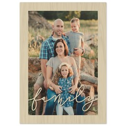 5x7 Wood Print - Natural Finish with Family Script design