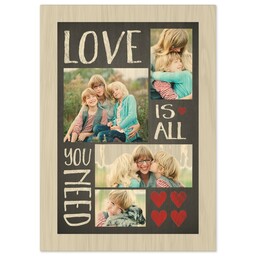 5x7 Wood Print - Natural Finish with Love is All You Need design