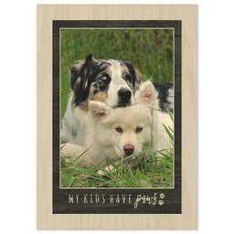 5x7 Wood Print - Natural Finish with Paws design