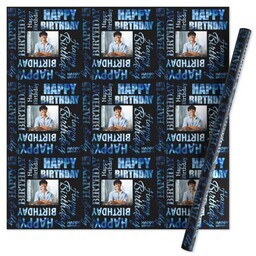 Wrapping Paper - 24x72in sheet with Bold Birthday Blue design