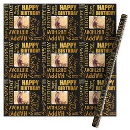 Wrapping Paper - 24x72in sheet with Bold Birthday Gold design