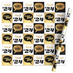 Wrapping Paper - 24x72in sheet with Golden Grad Messages design