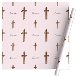 Wrapping Paper - 24x72in sheet with Pink Crosses design