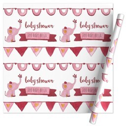 Wrapping Paper - 24x72in sheet with Pink Elephant design