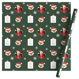 Wrapping Paper - 24x72in sheet with Santa Foxes design